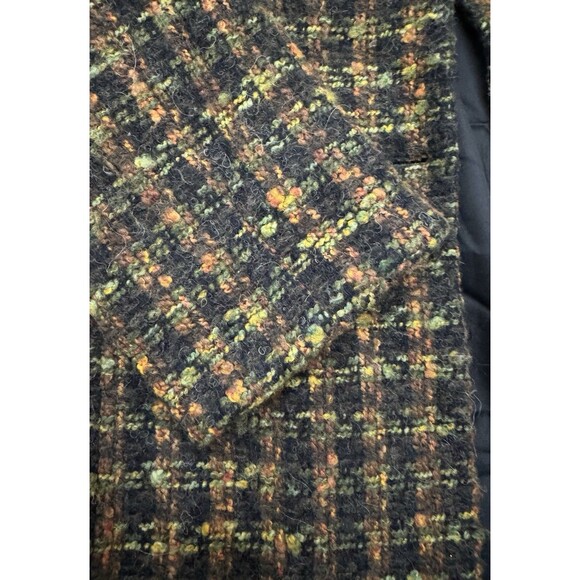 Vintage Austin Reed Women’s Plaid Wool Black Green Rust Trench Jacket Coat Sz 12 - Picture 5 of 10